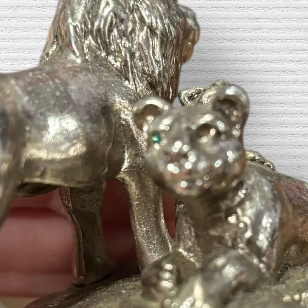 Pewter Lion Lionesses & Cub Small Musical Trinket